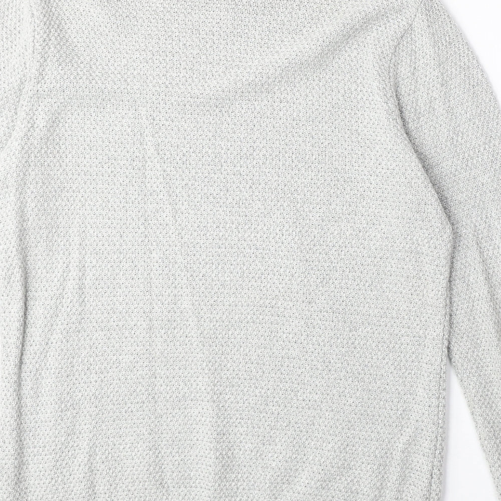 Topshop Mens Grey Round Neck Cotton Pullover Jumper Size M Long Sleeve
