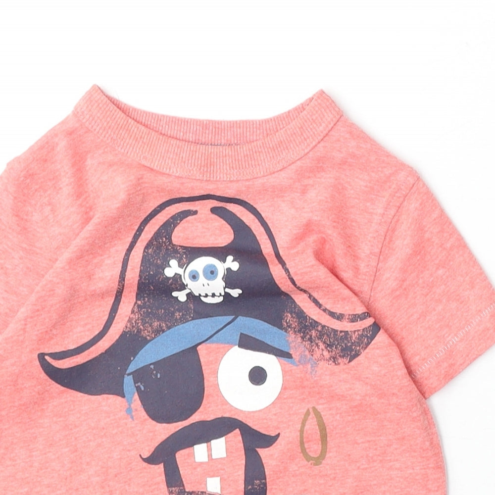 NEXT Boys Red Cotton Basic T-Shirt Size 9-12 Months Round Neck Pullover - Pirates