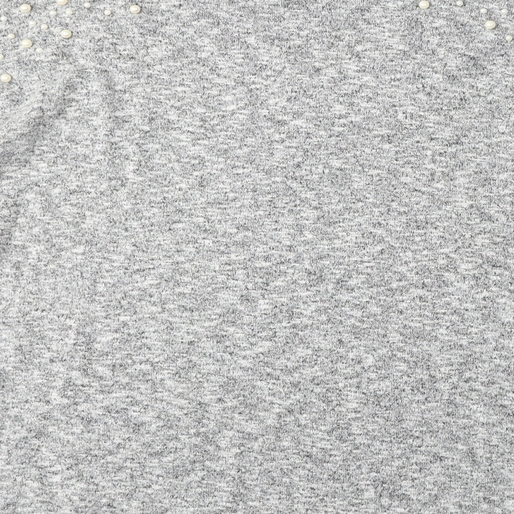 H&M Womens Grey Mock Neck Polyester Pullover Jumper Size S