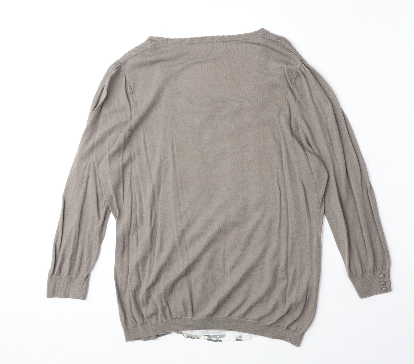 NEXT Womens Brown Scoop Neck Cotton Cardigan Jumper Size 14