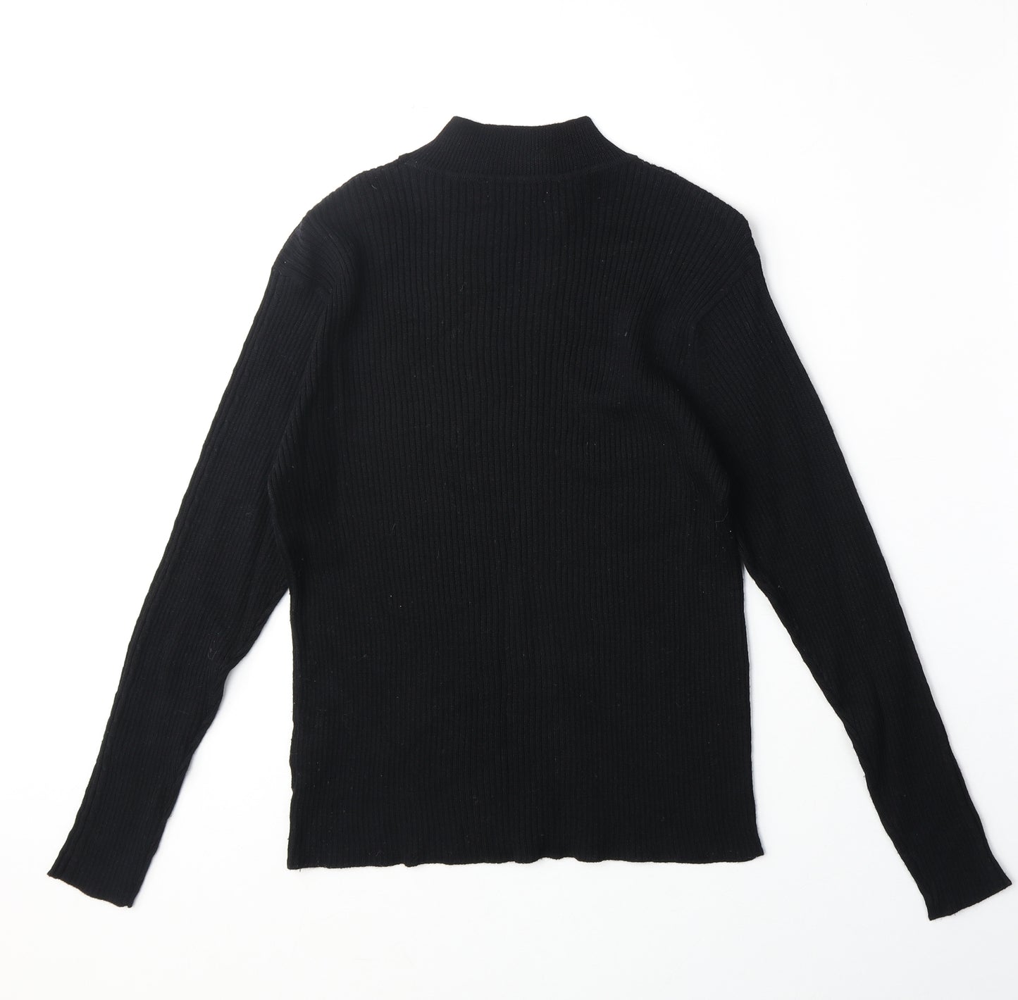 At El Womens Black High Neck Acrylic Pullover Jumper Size L