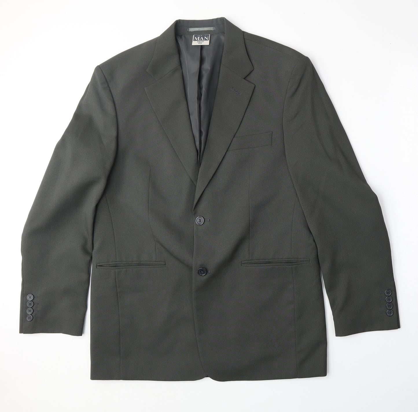 Premier Man Mens Grey Polyester Jacket Suit Jacket Size 40 Regular