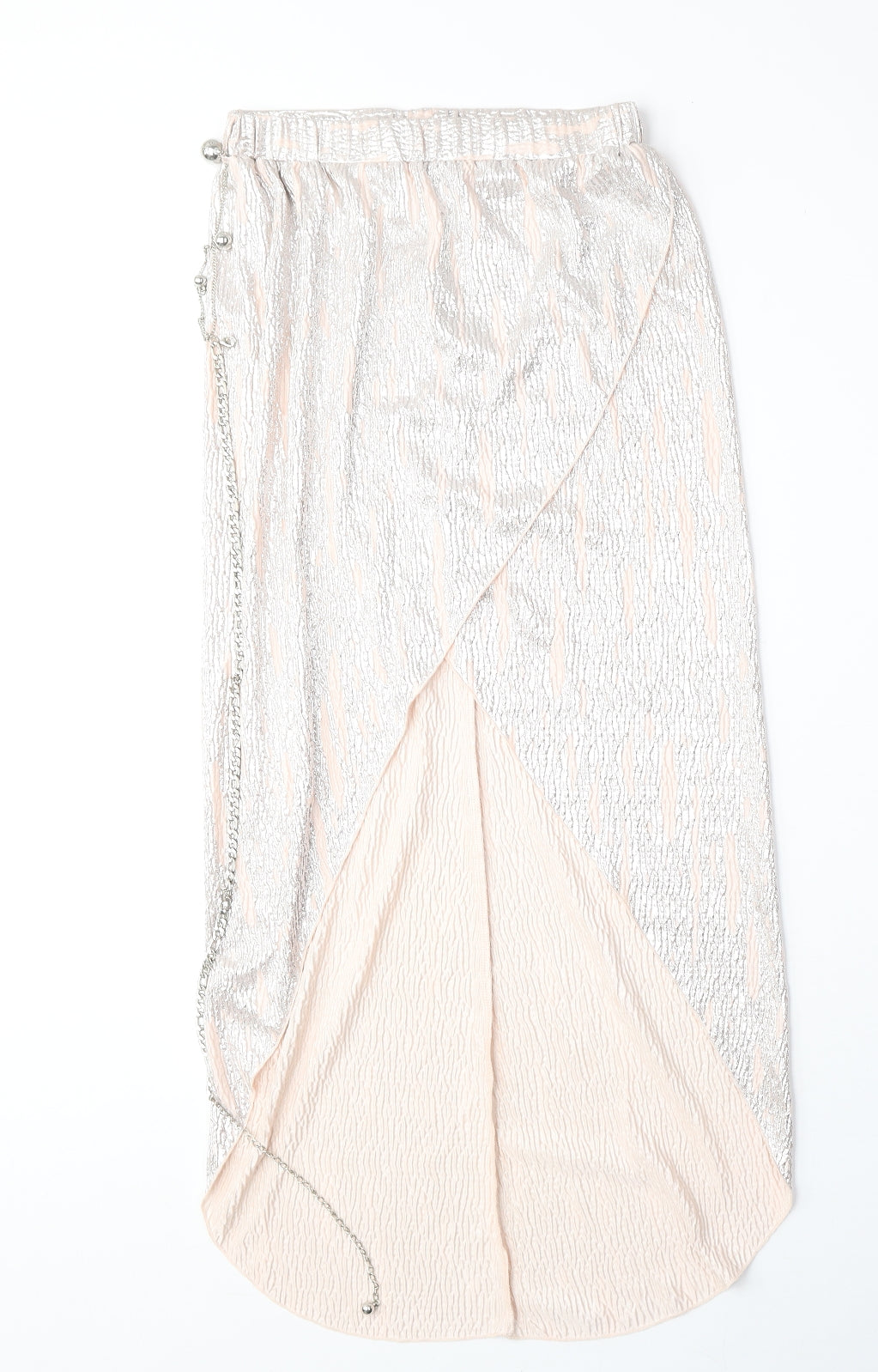 River Island Womens Pink Herringbone Polyester A-Line Skirt Size 8 - Chain Belt Included