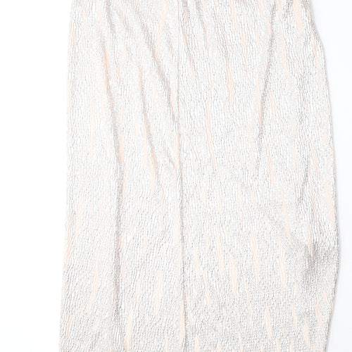 River Island Womens Pink Herringbone Polyester A-Line Skirt Size 8 - Chain Belt Included
