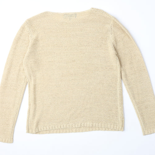 City Trends Womens Beige Round Neck Acrylic Pullover Jumper Size M