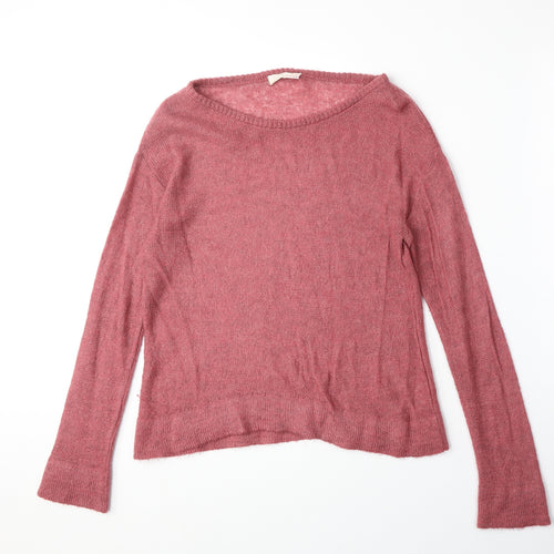 Marks and Spencer Womens Pink Boat Neck Acrylic Pullover Jumper Size M