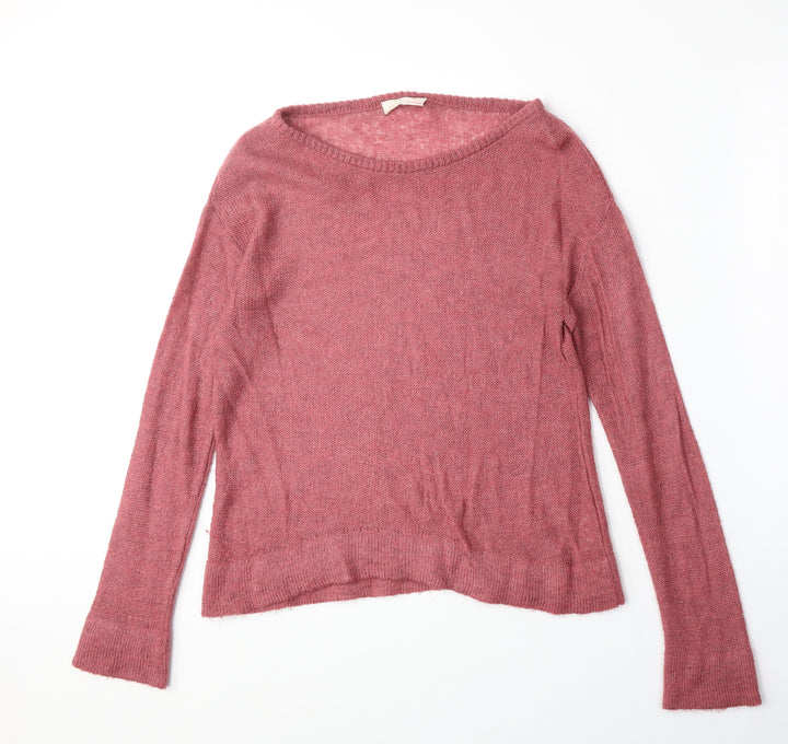 Marks and Spencer Womens Pink Boat Neck Acrylic Pullover Jumper Size M