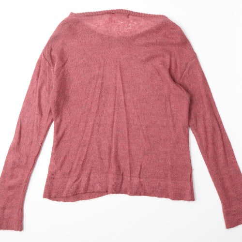 Marks and Spencer Womens Pink Boat Neck Acrylic Pullover Jumper Size M