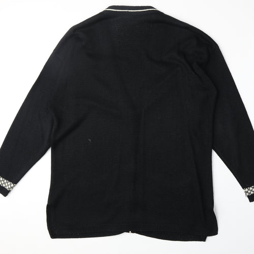 Simple Twinkle Womens Black V-Neck Acrylic Cardigan Jumper Size S