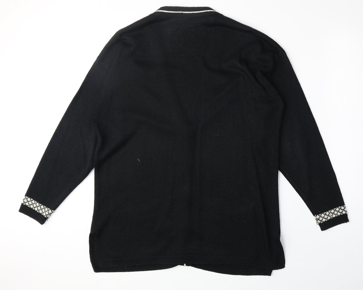 Simple Twinkle Womens Black V-Neck Acrylic Cardigan Jumper Size S