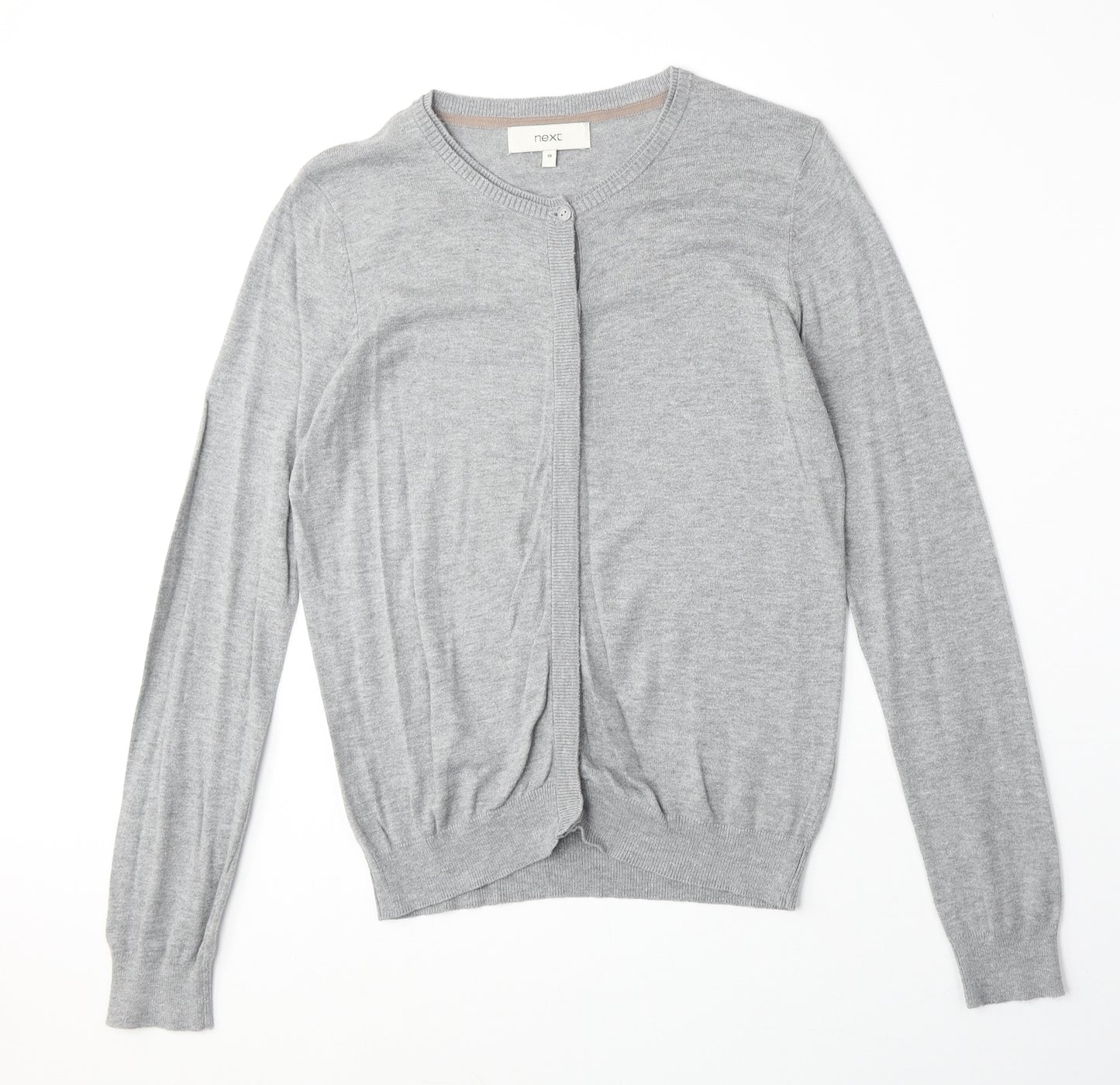 NEXT Womens Grey Round Neck Acrylic Cardigan Jumper Size 10