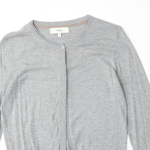 NEXT Womens Grey Round Neck Acrylic Cardigan Jumper Size 10