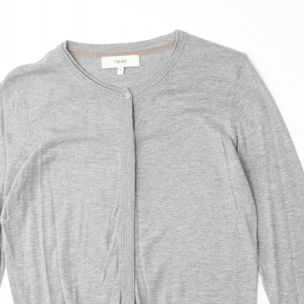 NEXT Womens Grey Round Neck Acrylic Cardigan Jumper Size 10