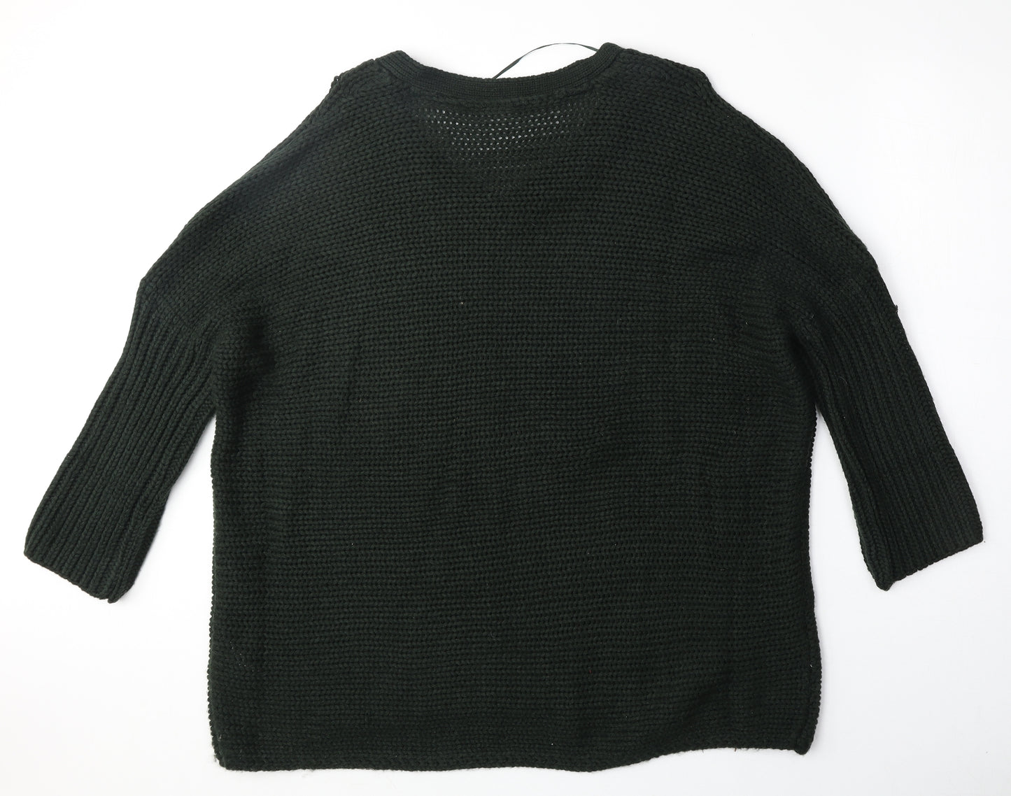 Noisy may Womens Green V-Neck Acrylic Pullover Jumper Size M