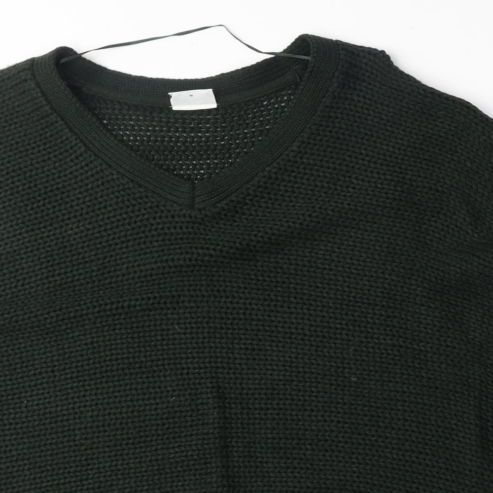 Noisy may Womens Green V-Neck Acrylic Pullover Jumper Size M