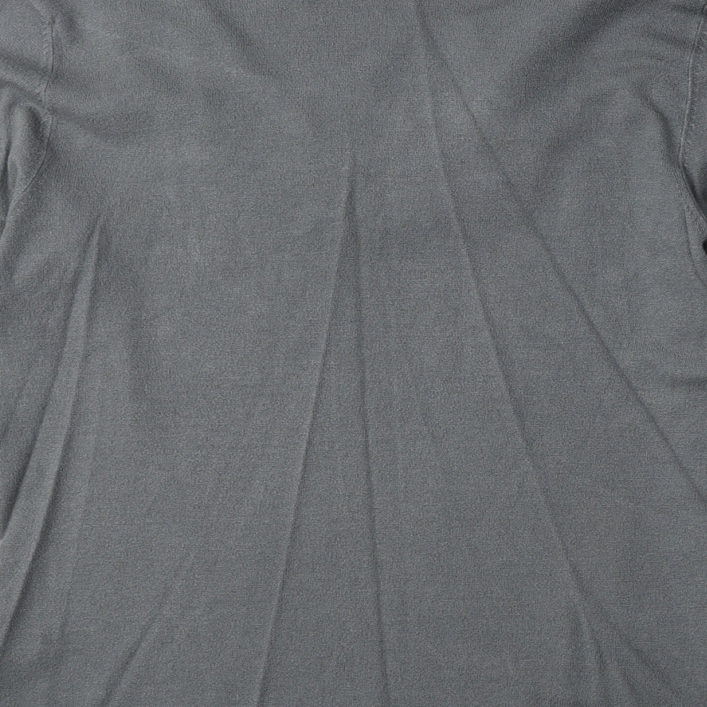 Marks and Spencer Womens Grey V-Neck Viscose Pullover Jumper Size 14 - Lace Detail