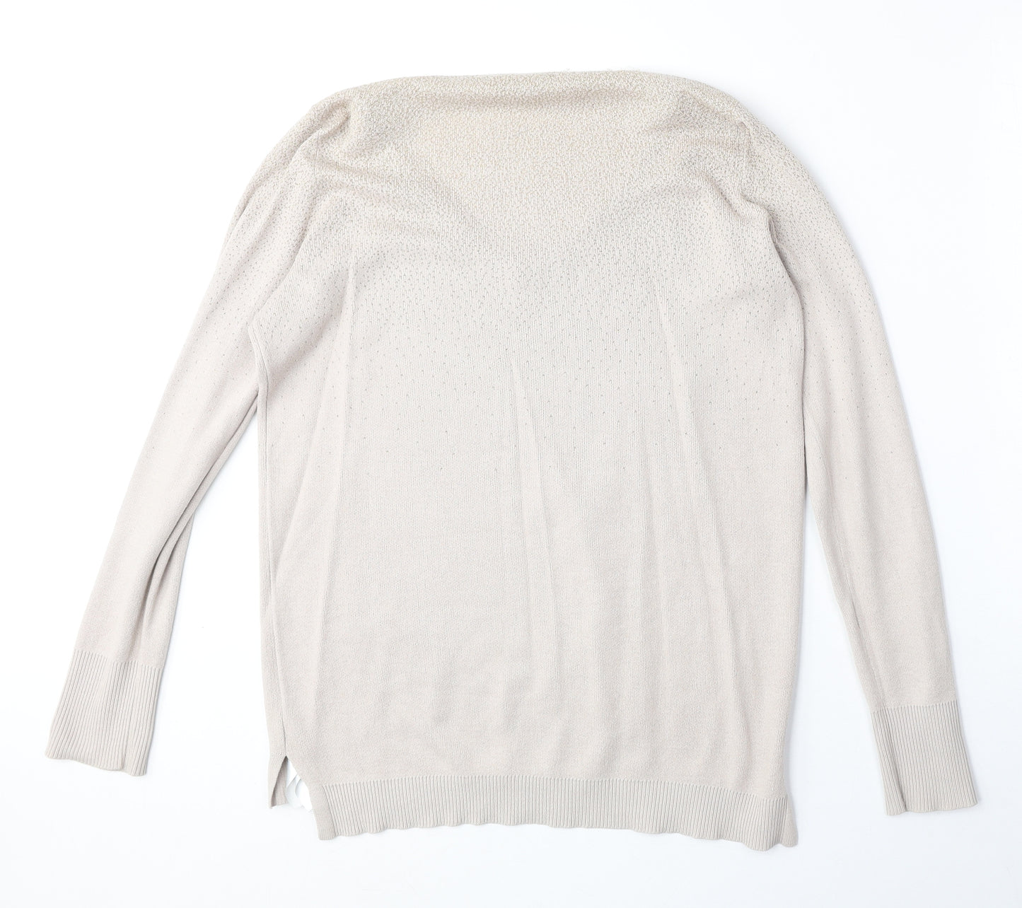 Oasis Womens Beige V-Neck Acrylic Pullover Jumper Size S