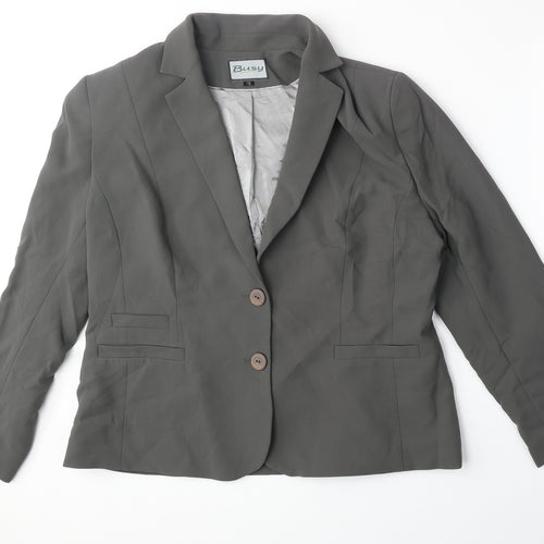 Busy Womens Grey Polyester Jacket Suit Jacket Size 18