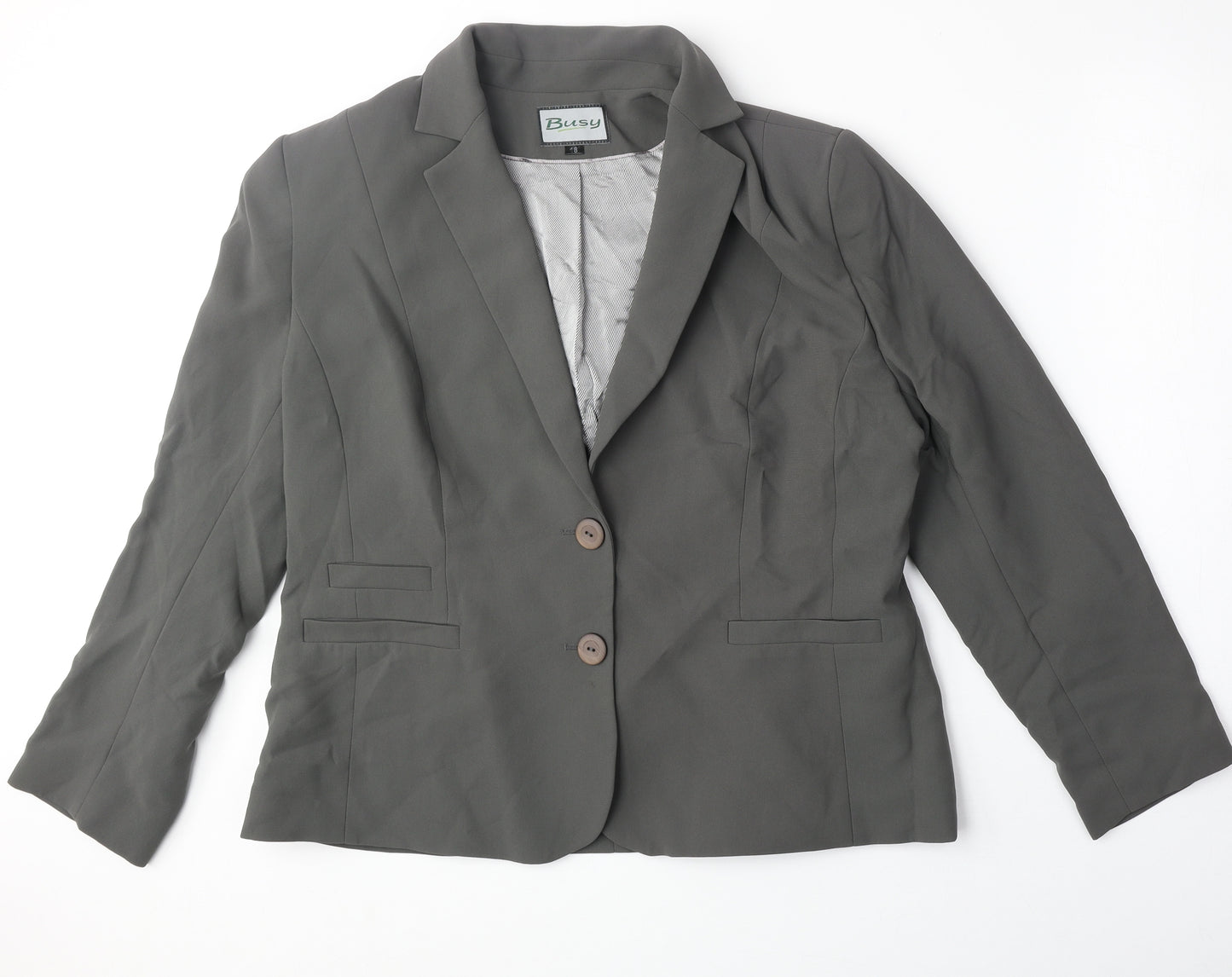 Busy Womens Grey Polyester Jacket Suit Jacket Size 18