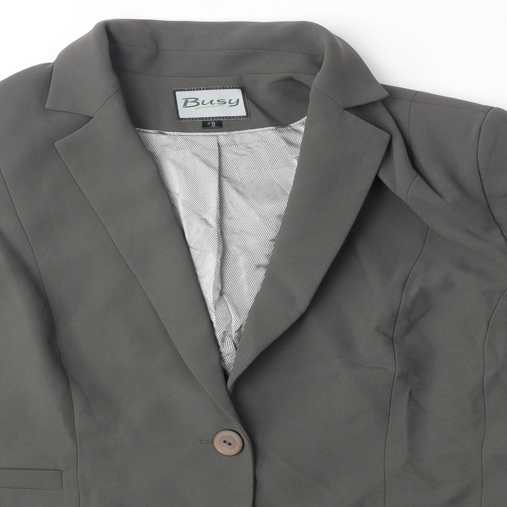 Busy Womens Grey Polyester Jacket Suit Jacket Size 18