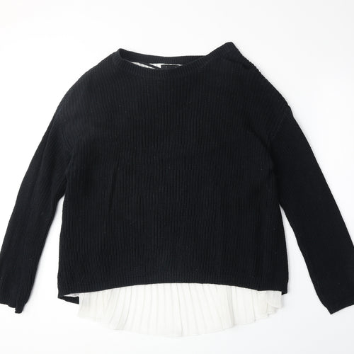Atmosphere Womens Black Round Neck Cotton Pullover Jumper Size 16