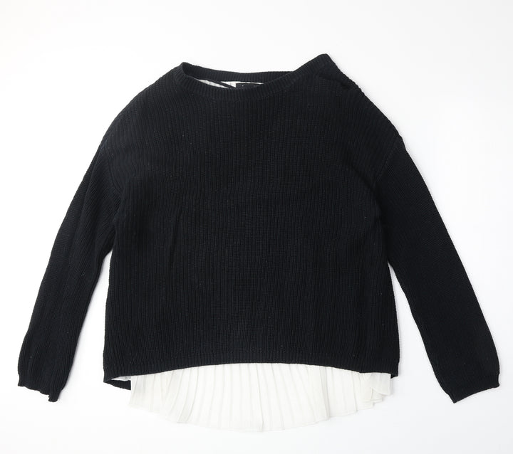 Atmosphere Womens Black Round Neck Cotton Pullover Jumper Size 16