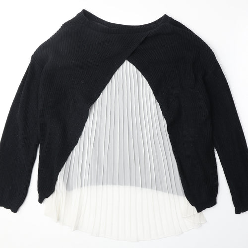 Atmosphere Womens Black Round Neck Cotton Pullover Jumper Size 16