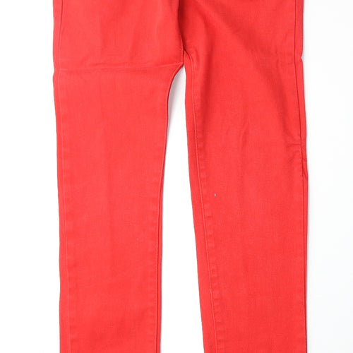 Criminal Damage Womens Red Cotton Straight Jeans Size 26 Regular Zip