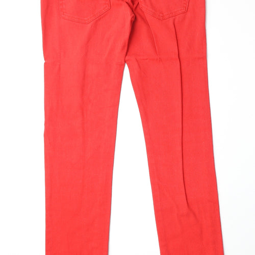 Criminal Damage Womens Red Cotton Straight Jeans Size 26 Regular Zip
