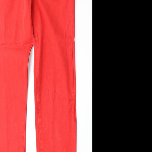 Criminal Damage Womens Red Cotton Straight Jeans Size 26 Regular Zip