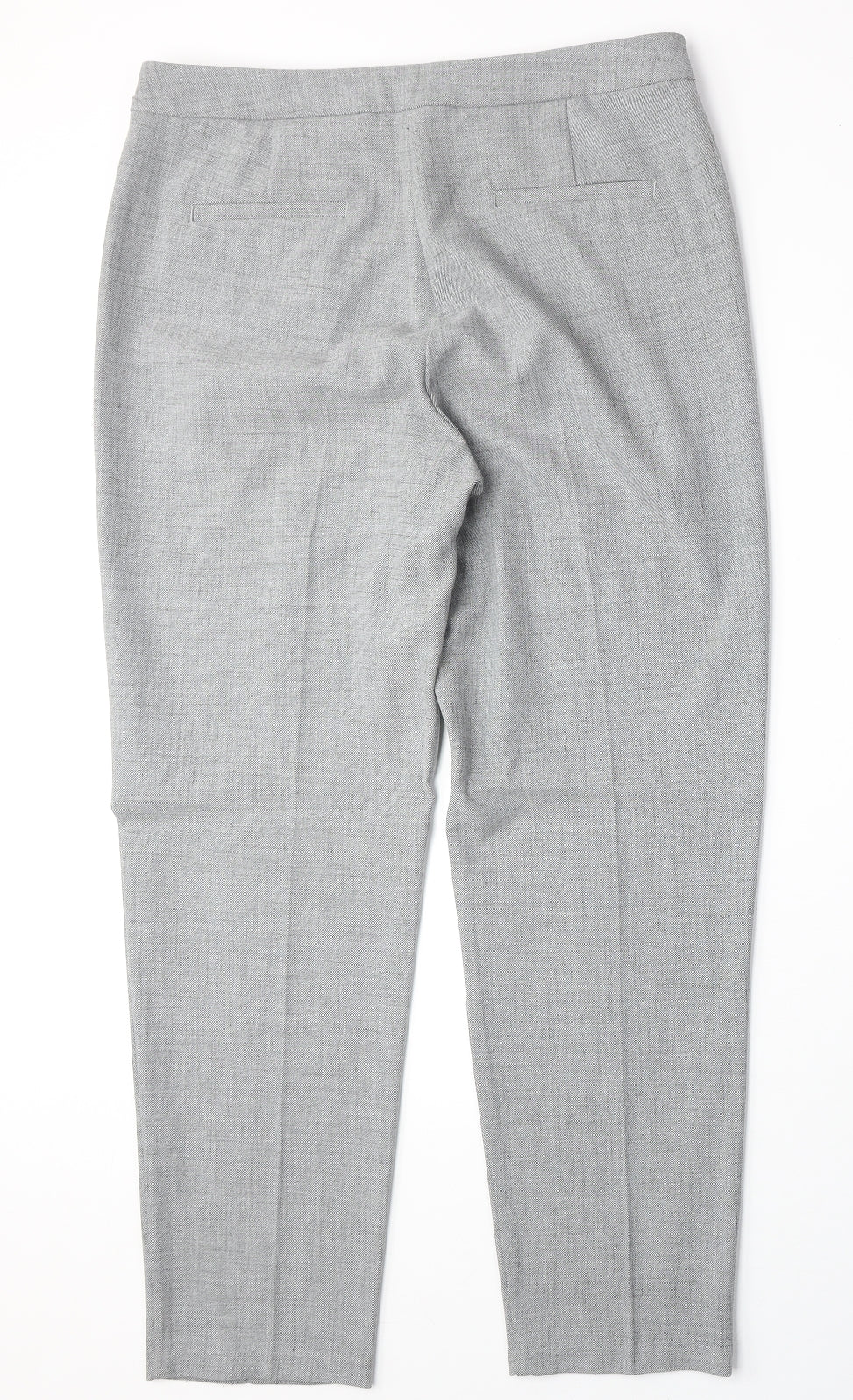 F&F Womens Grey Polyester Chino Trousers Size 12 Regular Zip