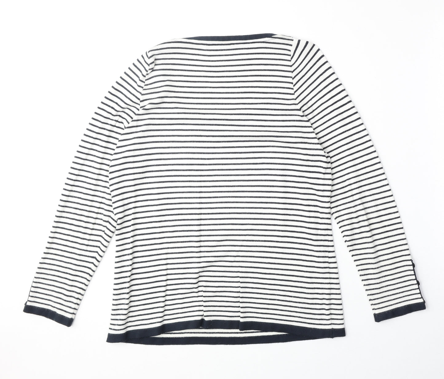 George Womens White Scoop Neck Striped Viscose Pullover Jumper Size 16