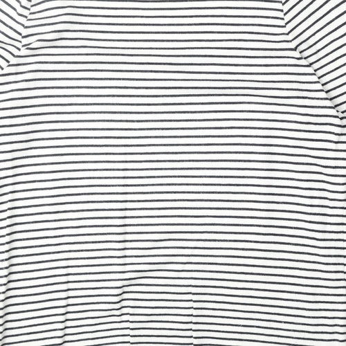 George Womens White Scoop Neck Striped Viscose Pullover Jumper Size 16