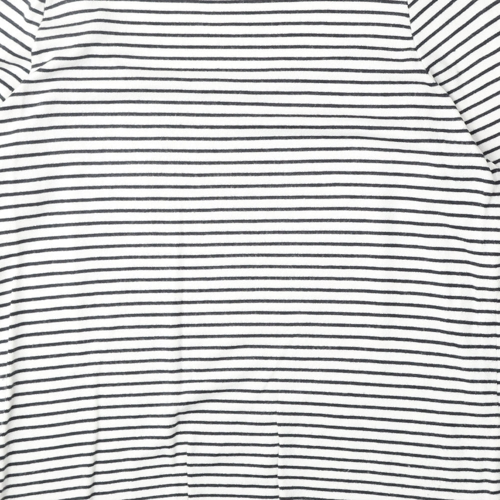 George Womens White Scoop Neck Striped Viscose Pullover Jumper Size 16