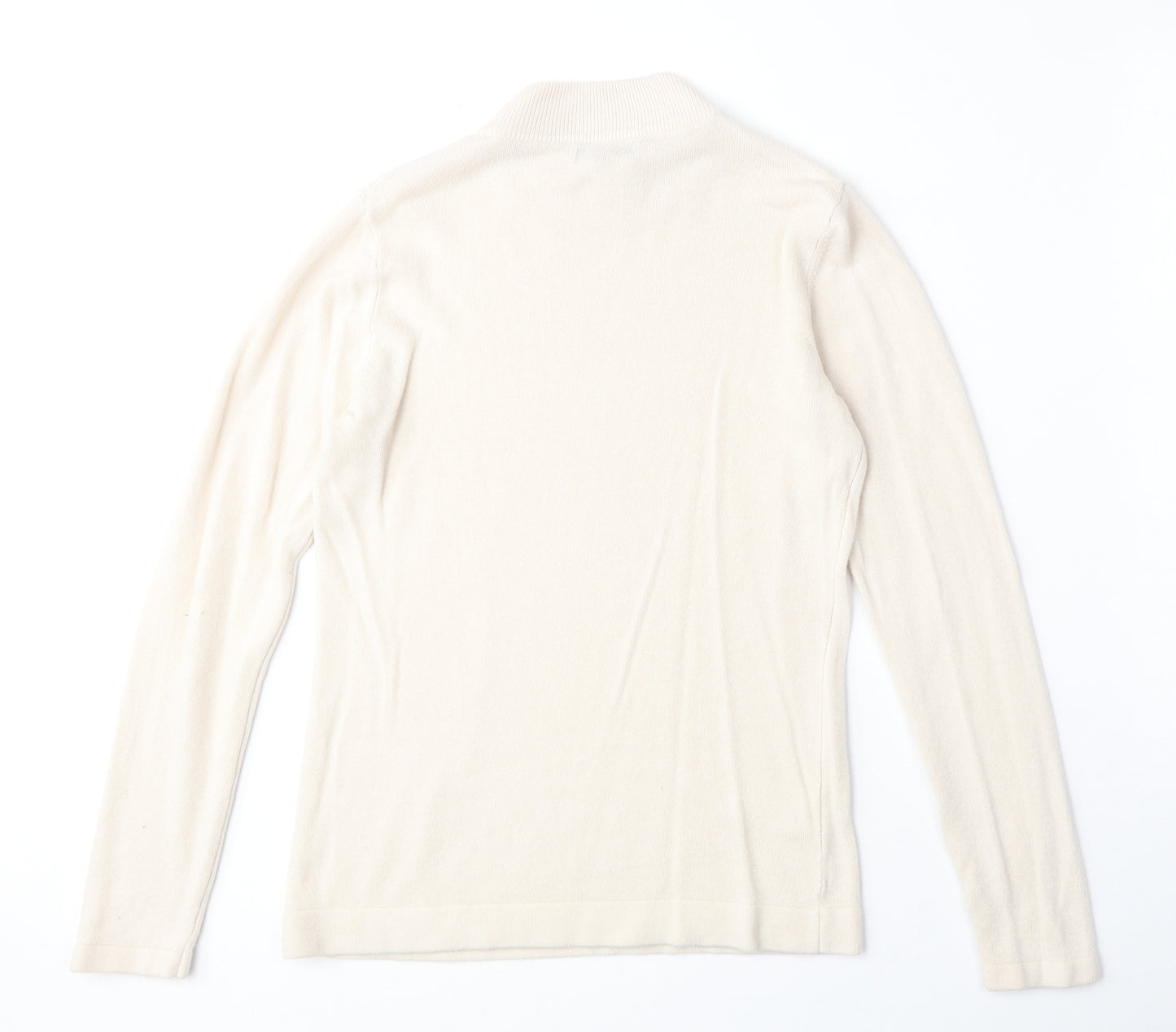 Soon Womens Beige Round Neck Acrylic Pullover Jumper Size 12