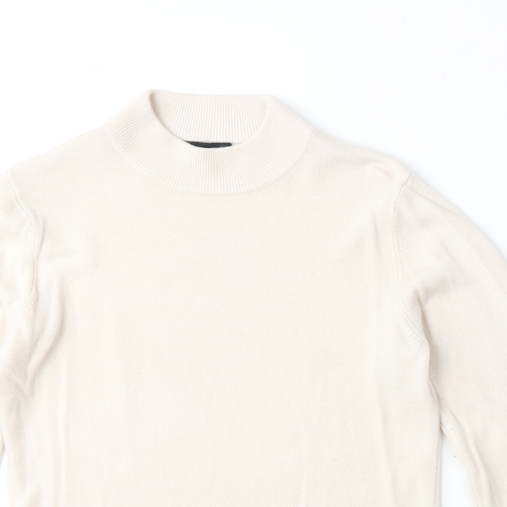 Soon Womens Beige Round Neck Acrylic Pullover Jumper Size 12