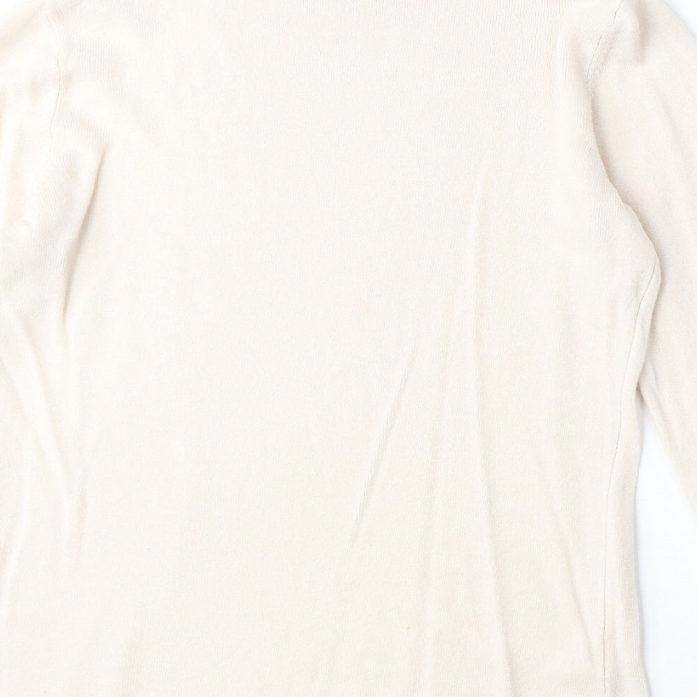 Soon Womens Beige Round Neck Acrylic Pullover Jumper Size 12