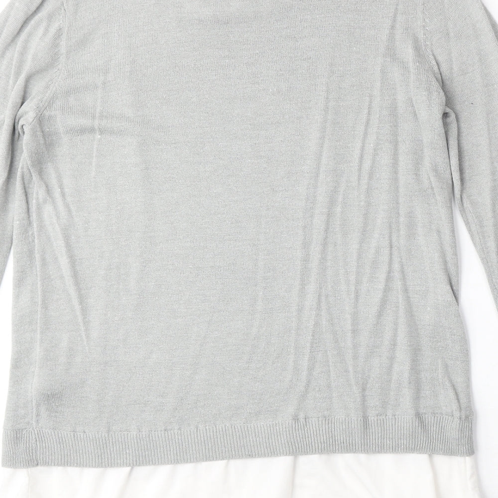 New Look Womens Grey Collared Acrylic Pullover Jumper Size 12 - Dog