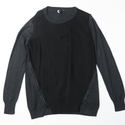 Topshop Womens Black Round Neck Acrylic Pullover Jumper Size 8
