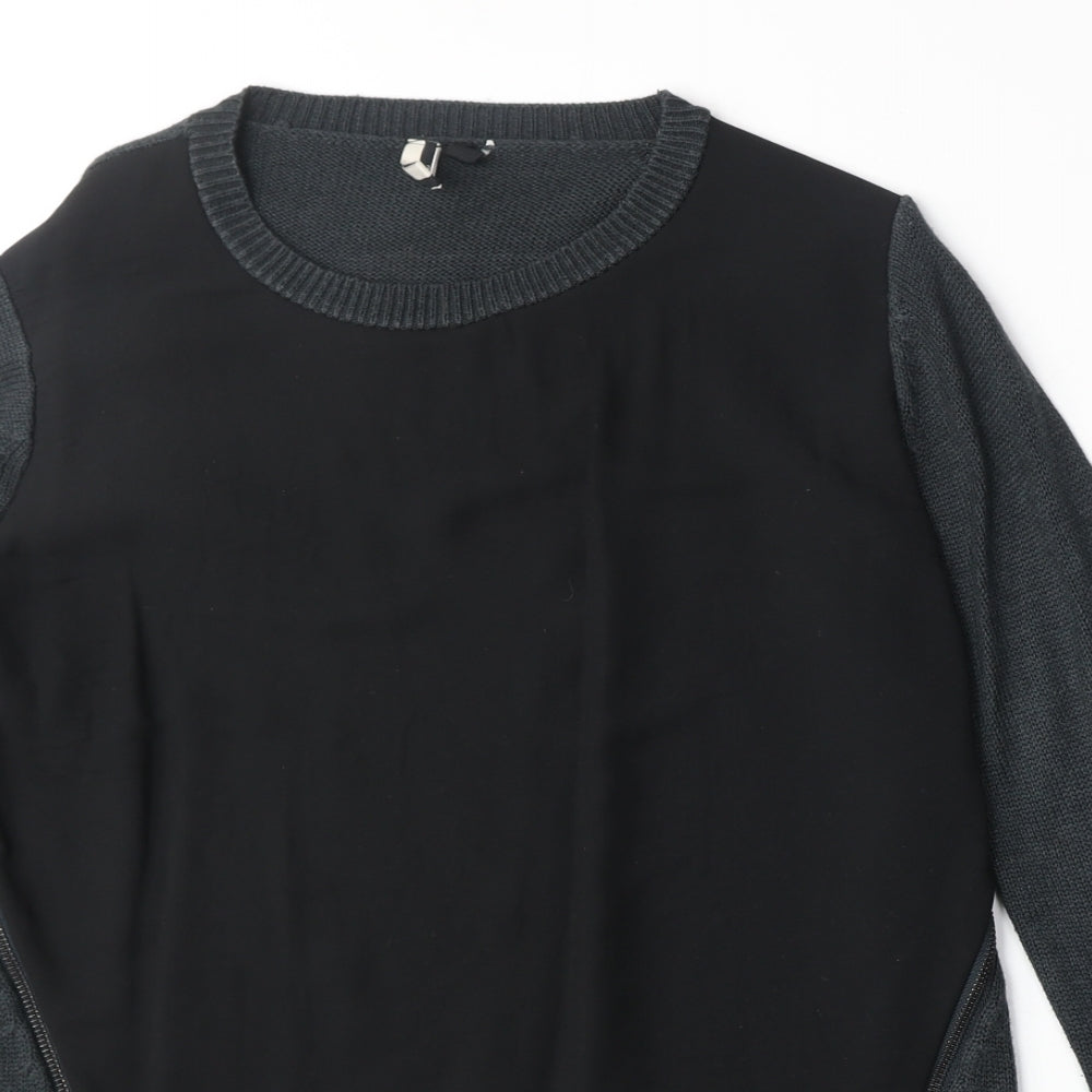 Topshop Womens Black Round Neck Acrylic Pullover Jumper Size 8