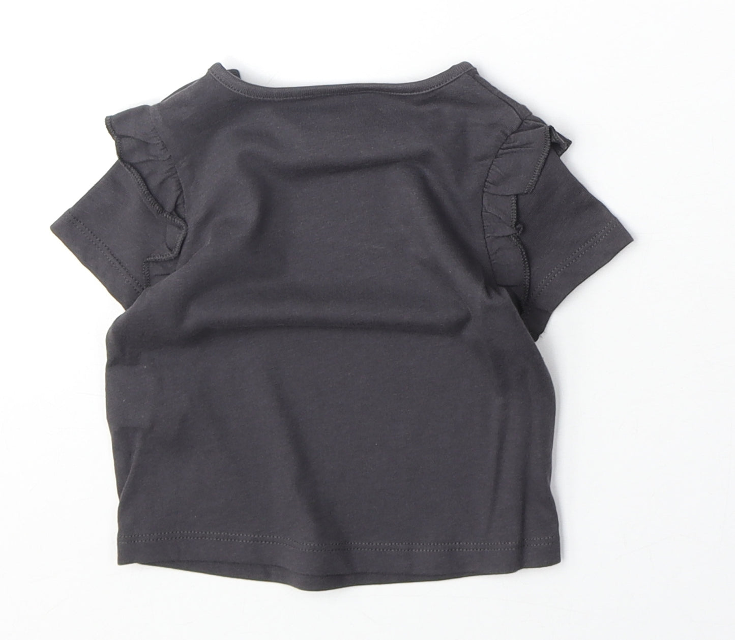 F&F Girls Grey 100% Cotton Basic T-Shirt Size 0-3 Months Round Neck Pullover - Love