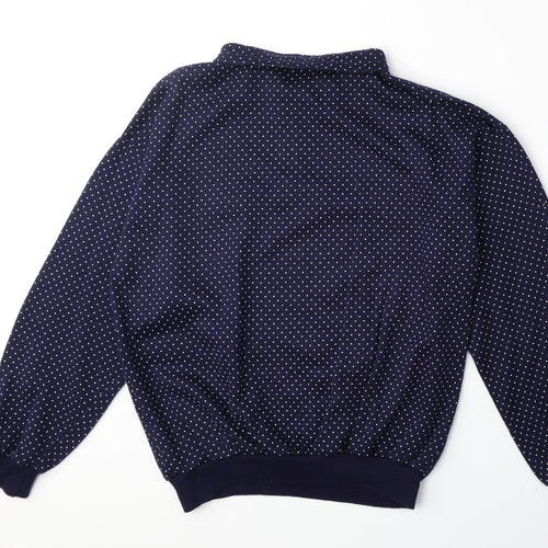 Le Charade Womens Black Polka Dot Cotton Pullover Sweatshirt Size L Zip