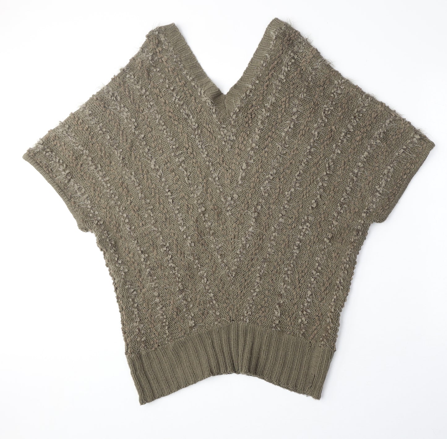 Cozv Womens Green V-Neck Wool Pullover Jumper Size 2XL