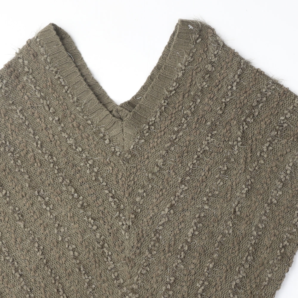 Cozv Womens Green V-Neck Wool Pullover Jumper Size 2XL