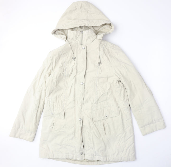 BM Womens Beige Parka Coat Size M Zip