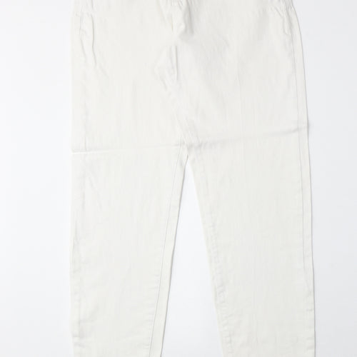 Denim & Co. Womens White Cotton Straight Jeans Size 12 Regular Zip