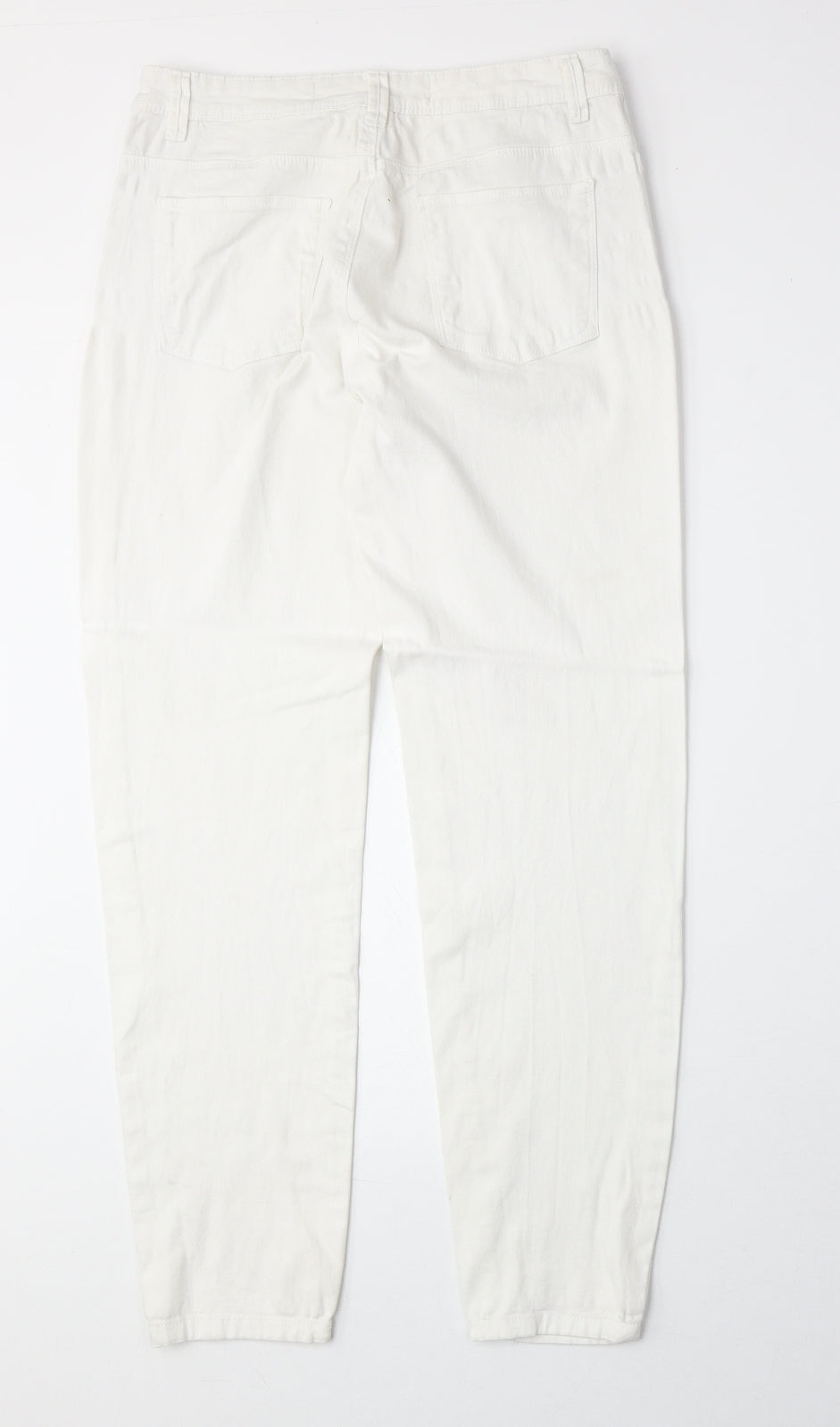 Denim & Co. Womens White Cotton Straight Jeans Size 12 Regular Zip