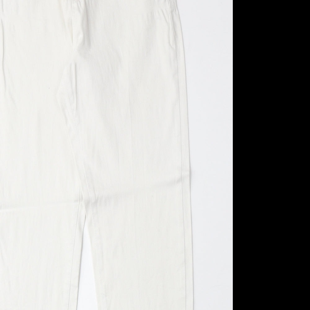 Denim & Co. Womens White Cotton Straight Jeans Size 12 Regular Zip