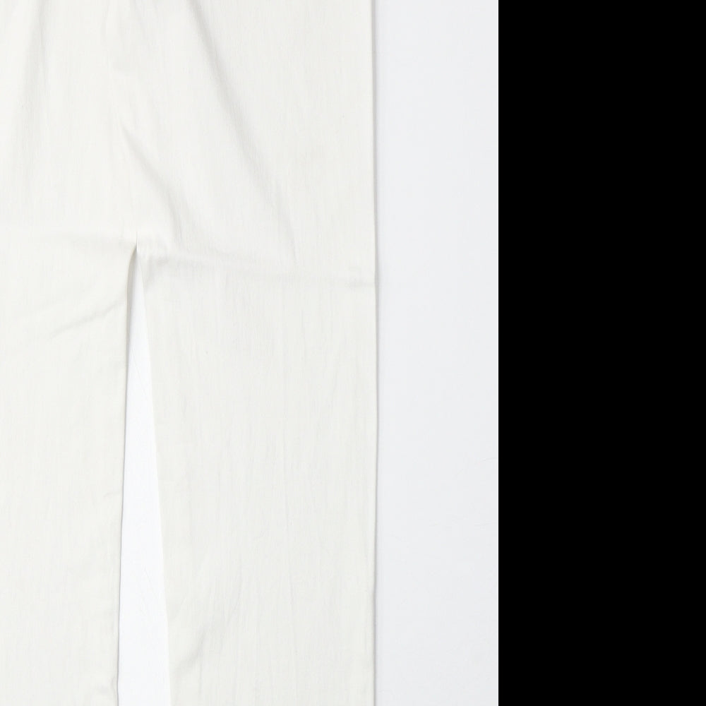 Denim & Co. Womens White Cotton Straight Jeans Size 12 Regular Zip