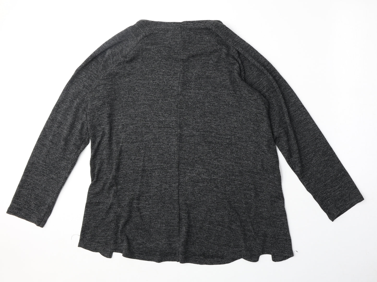 Primark Womens Grey Polyester Basic T-Shirt Size L Boat Neck - Eyelet Detail